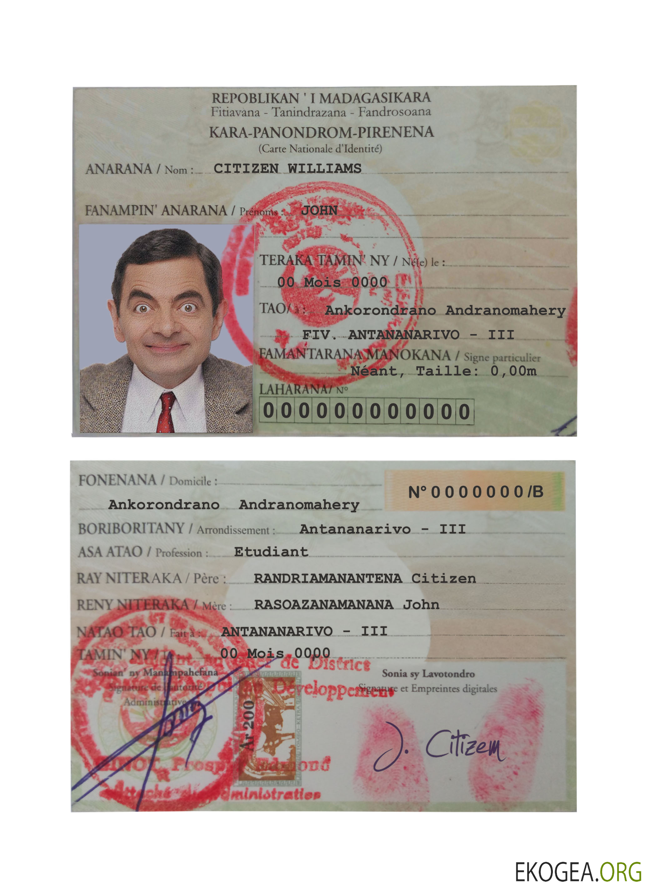 Carte d'identité de Madagascar